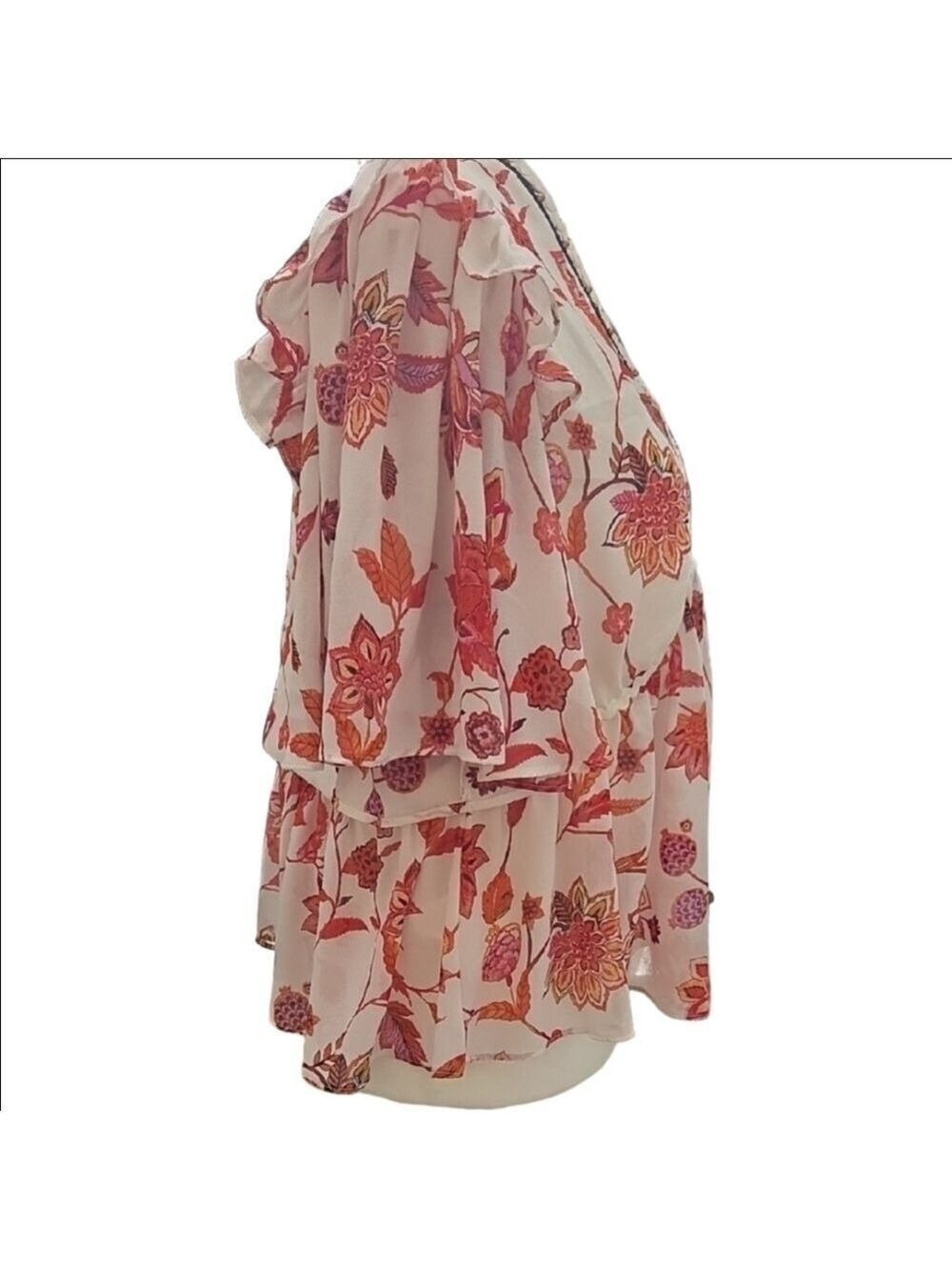 Marc New York Red Pink Peplum Blouse Large - Picture 3 of 9